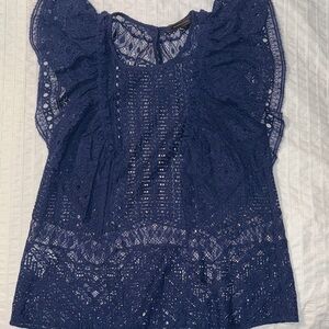 BCBGMaxAzria Navy Lace Blouse